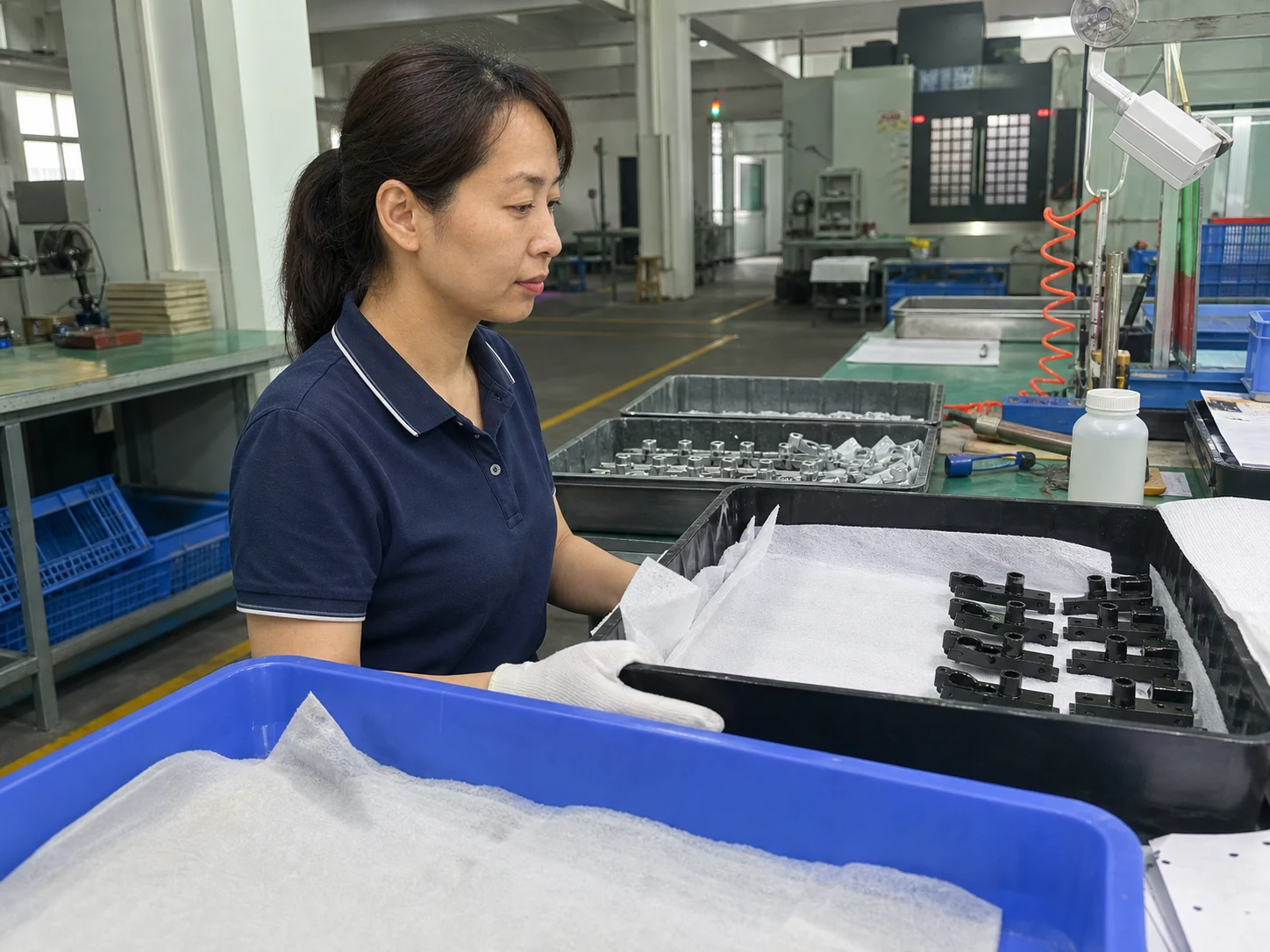 40Cr机器人夹爪表面处理后分区包装与挂装证据准备现场